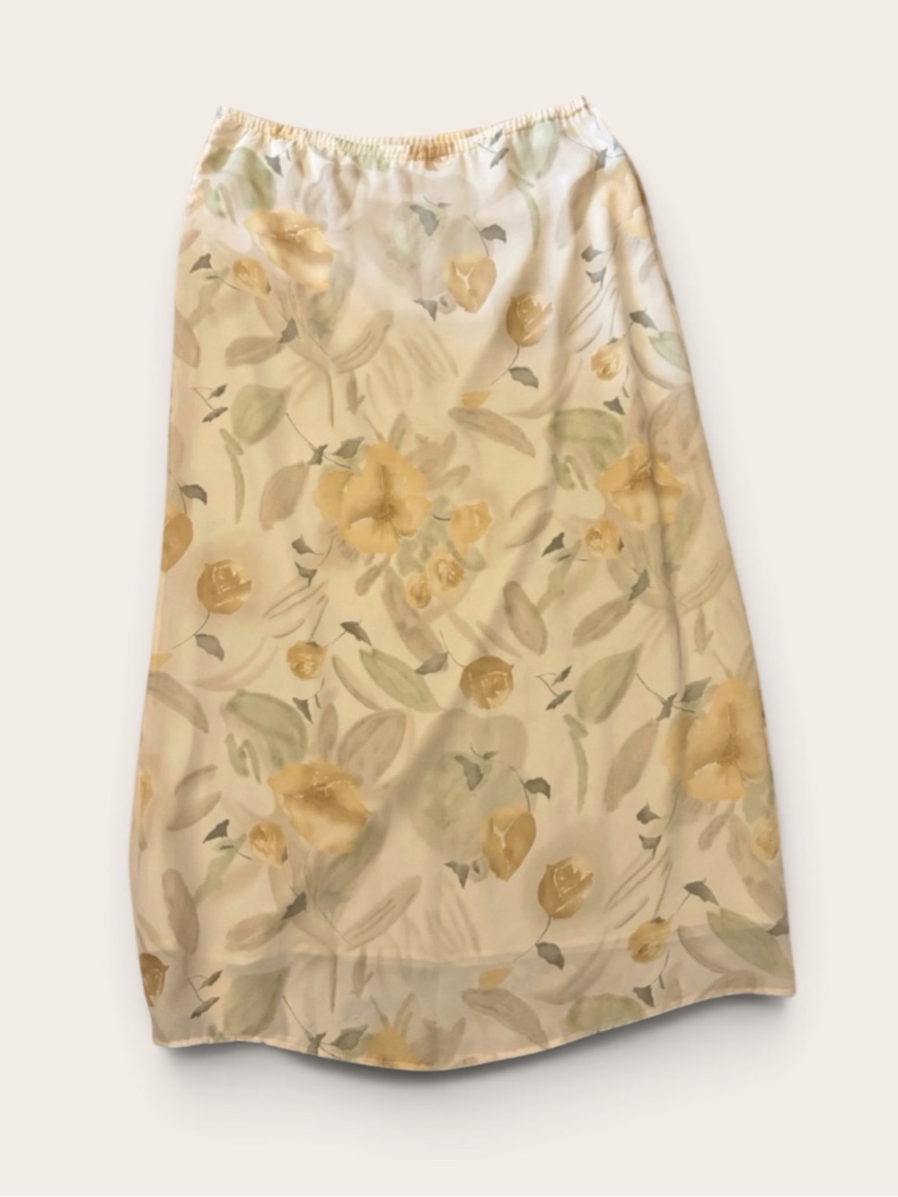 VINTAGE 90s Yellow Floral Maxi Skirt